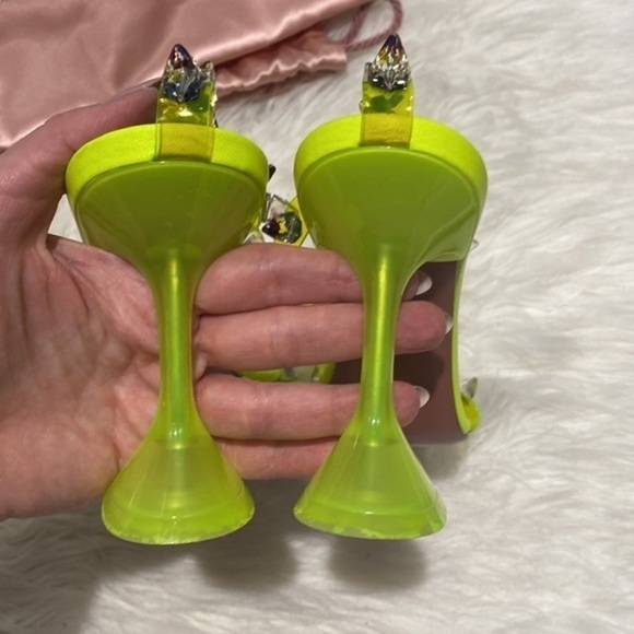 Amina Muaddi Julia Neon Crystal-Spike Clear sandal size 38.5 EU - Picture 9 of 15
